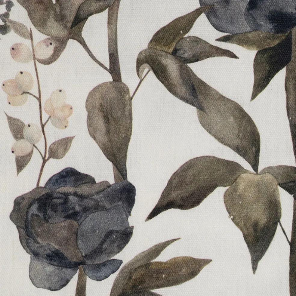 Nappe en coton gris vert 260x160cm - Rose noire