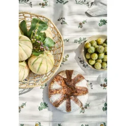 Nappe en coton naturel et vert 230x160cm - Juline