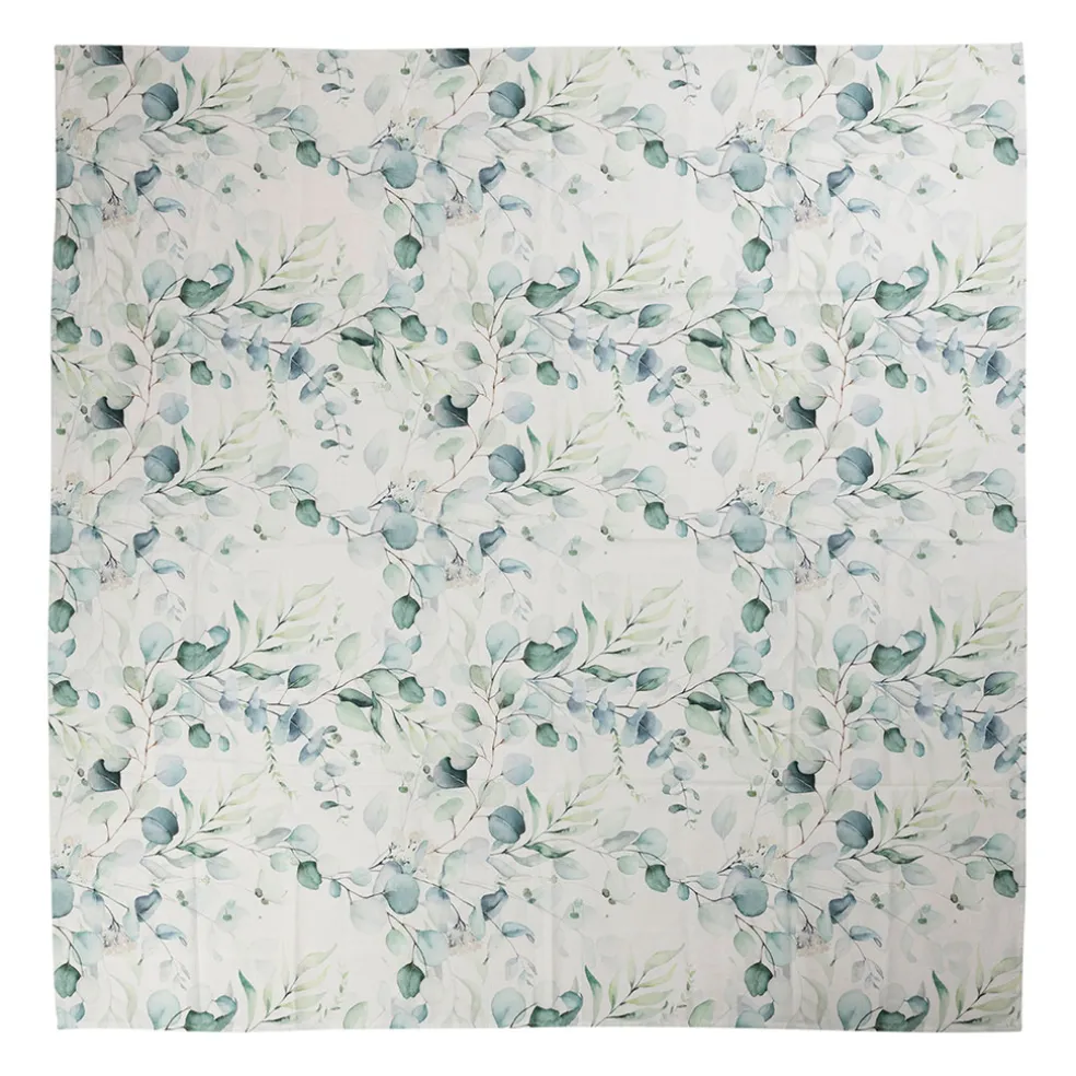 Nappe en coton vert 160x160cm - Eucalyptus