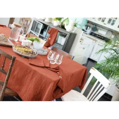 Nappe rectangle en gaze de coton unie terracotta 150x250cm - Gaia