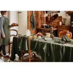 Nappe rectangle en lin lavé thym 170x250cm - Soline