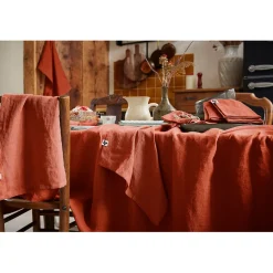 Nappe rectangle en lin lavé paprika 170x250cm - Soline