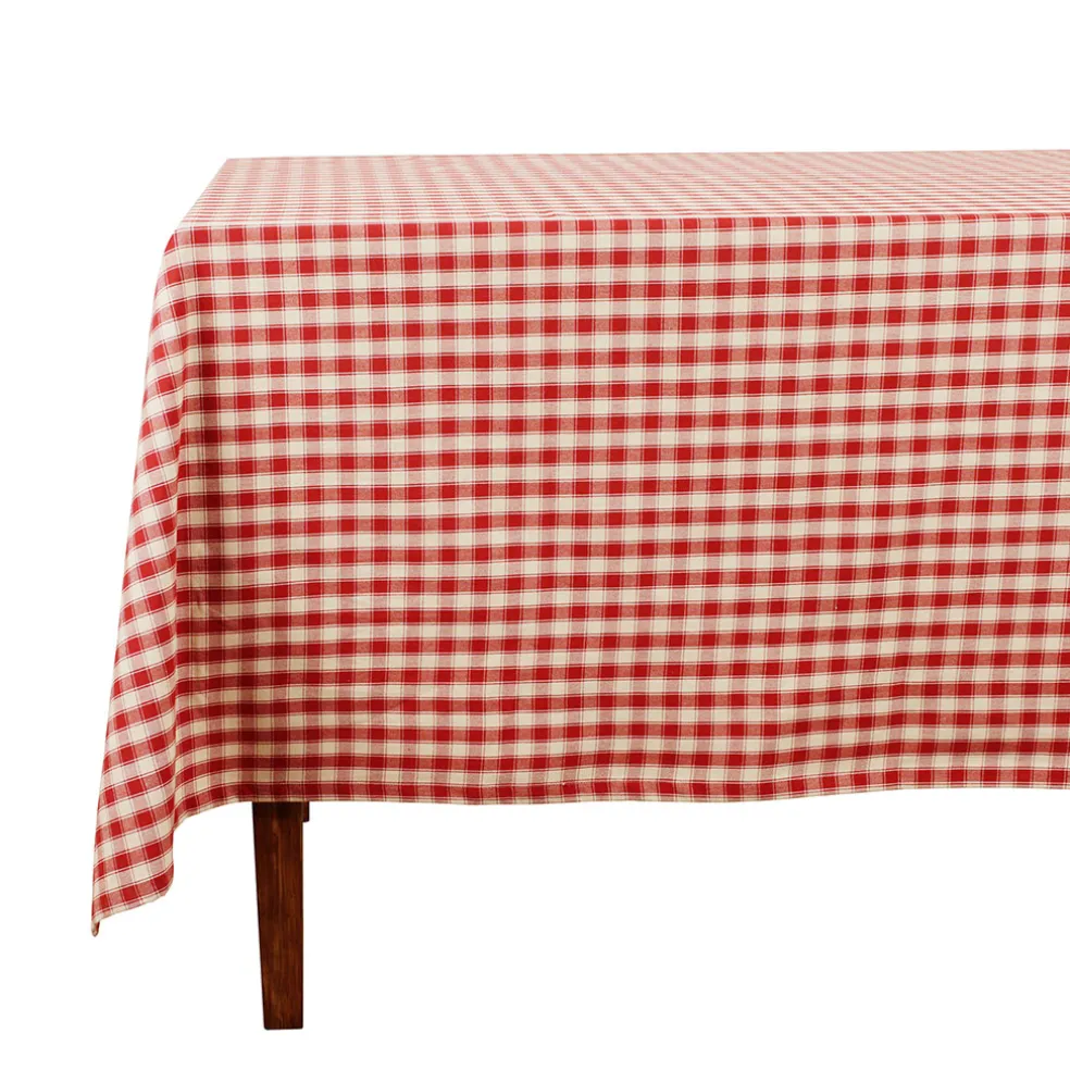 Nappe rectangulaire campagne rouge en coton