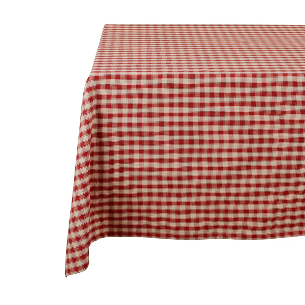 Nappe rectangulaire campagne rouge en coton