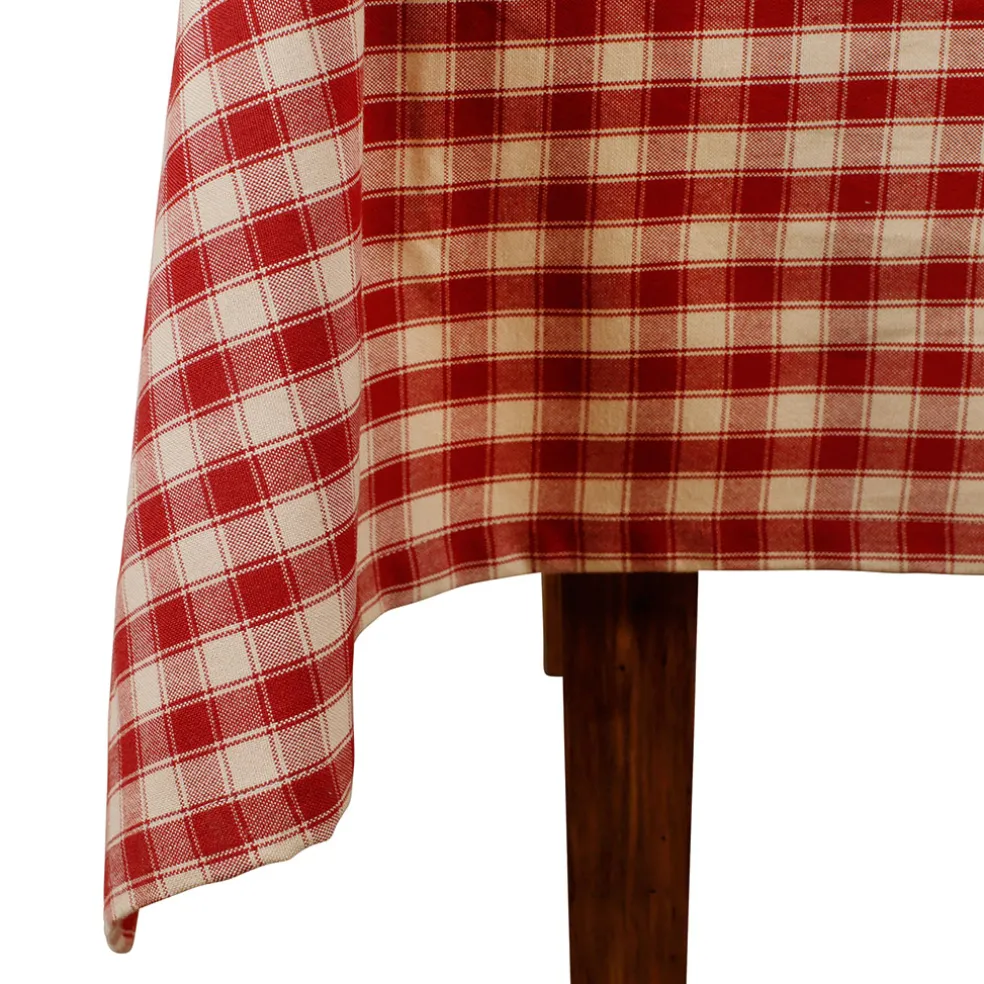 Nappe rectangulaire campagne rouge en coton