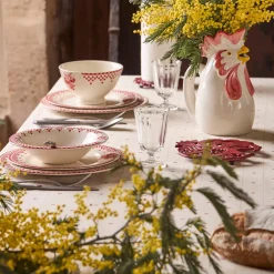 Nappe rectangulaire en coton blanc et rouge 250x160cm - P'tits cœurs