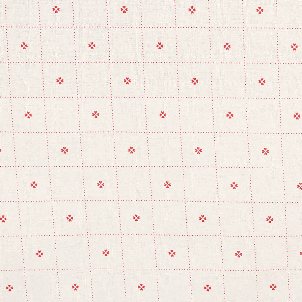 Nappe rectangulaire en coton blanc et rouge 250x160cm - P'tits cœurs