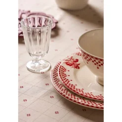 Nappe rectangulaire en coton blanc et rouge 250x160cm - P'tits cœurs