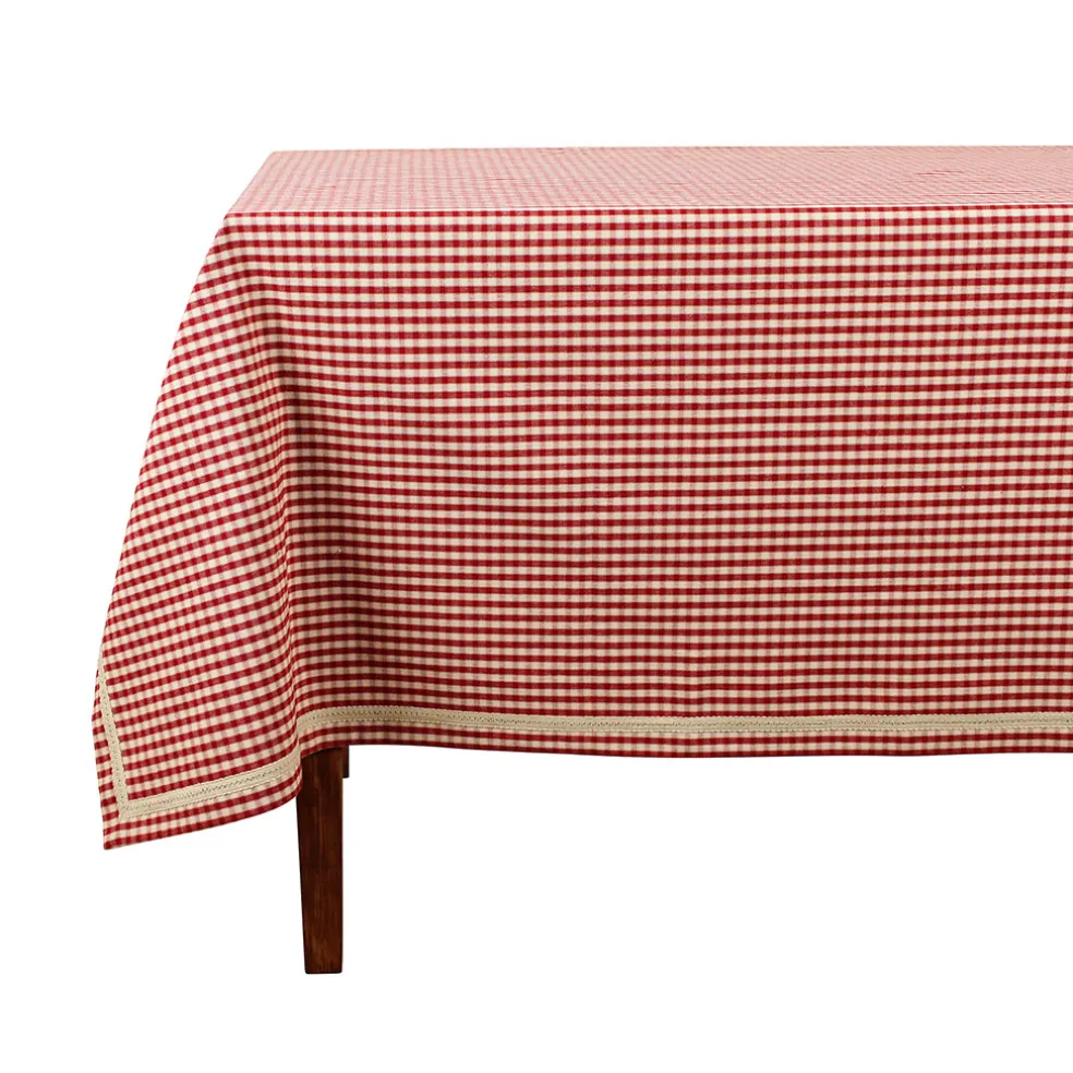 Nappe rectangulaire mami carreau rouge en coton