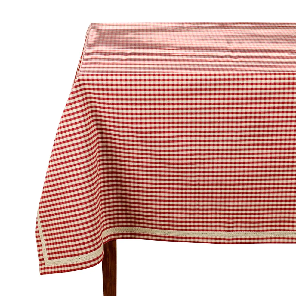 Nappe rectangulaire mami carreau rouge en coton