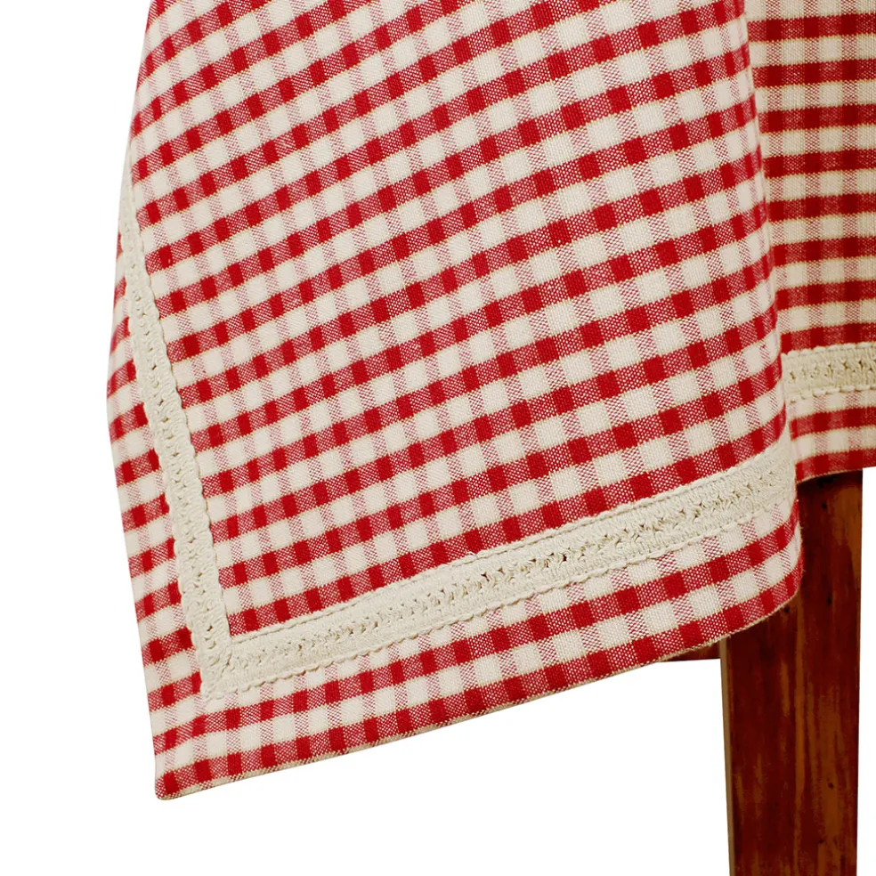 Nappe rectangulaire mami carreau rouge en coton