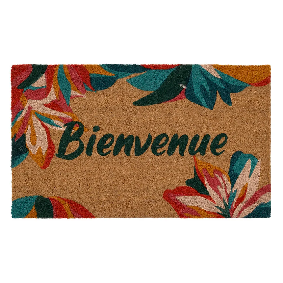 Paillasson bienvenue en coco multicolore 73x43cm - Allegra
