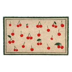 Paillasson cerise en coco gris et rouge 73x43 - Cerise
