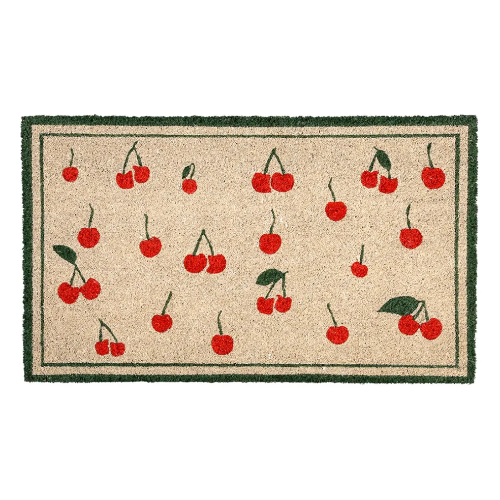 Paillasson cerise en coco gris et rouge 73x43 - Cerise