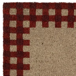 Paillasson damier naturel et rouge 73x43cm en coco - la campagne