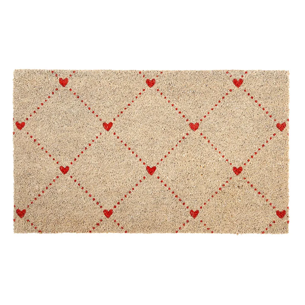 Paillasson en coco naturel et rouge 73x43cm - P'tit Cœur