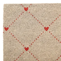 Paillasson en coco naturel et rouge 73x43cm - P'tit Cœur