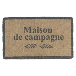 Paillasson maison de campagne naturel et gris en coco