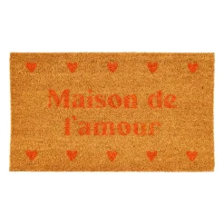 Paillasson "Maison de l'amour" en coco corail 73x43cm - Famille