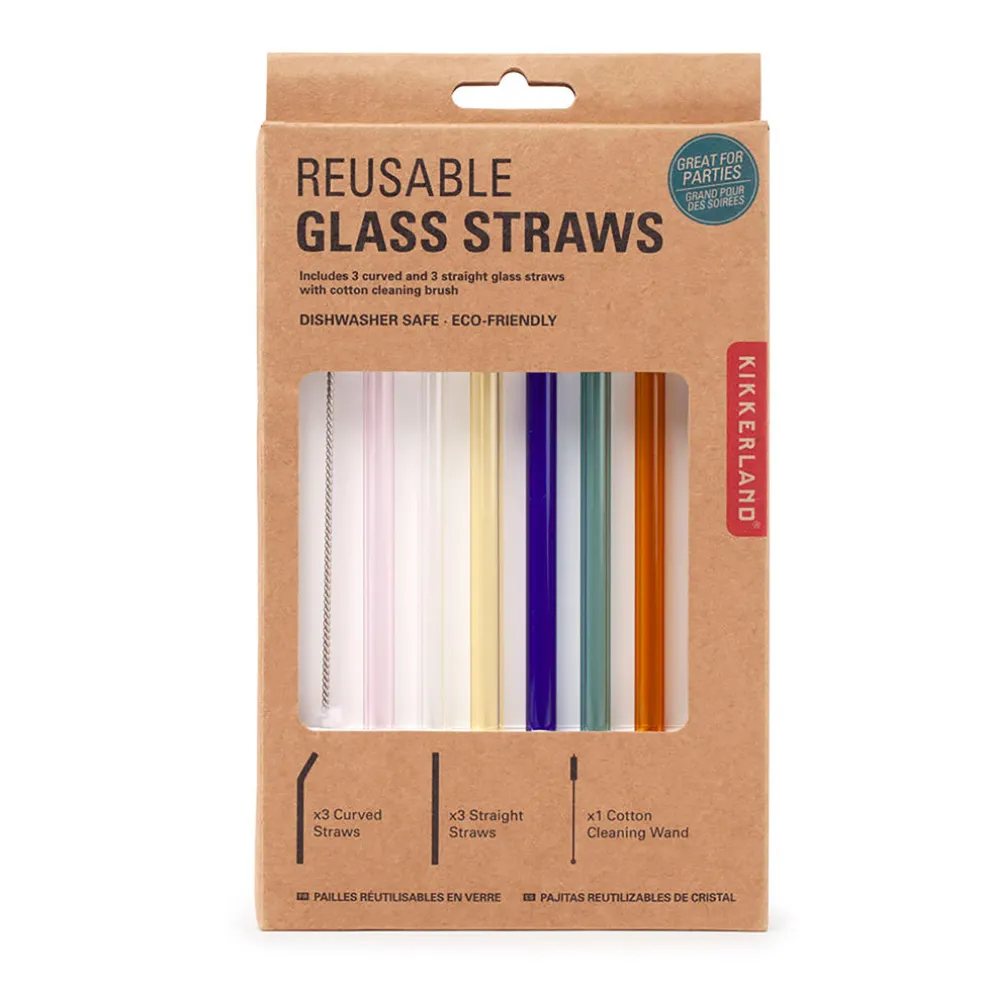 Pailles en verre reutilisables colorees