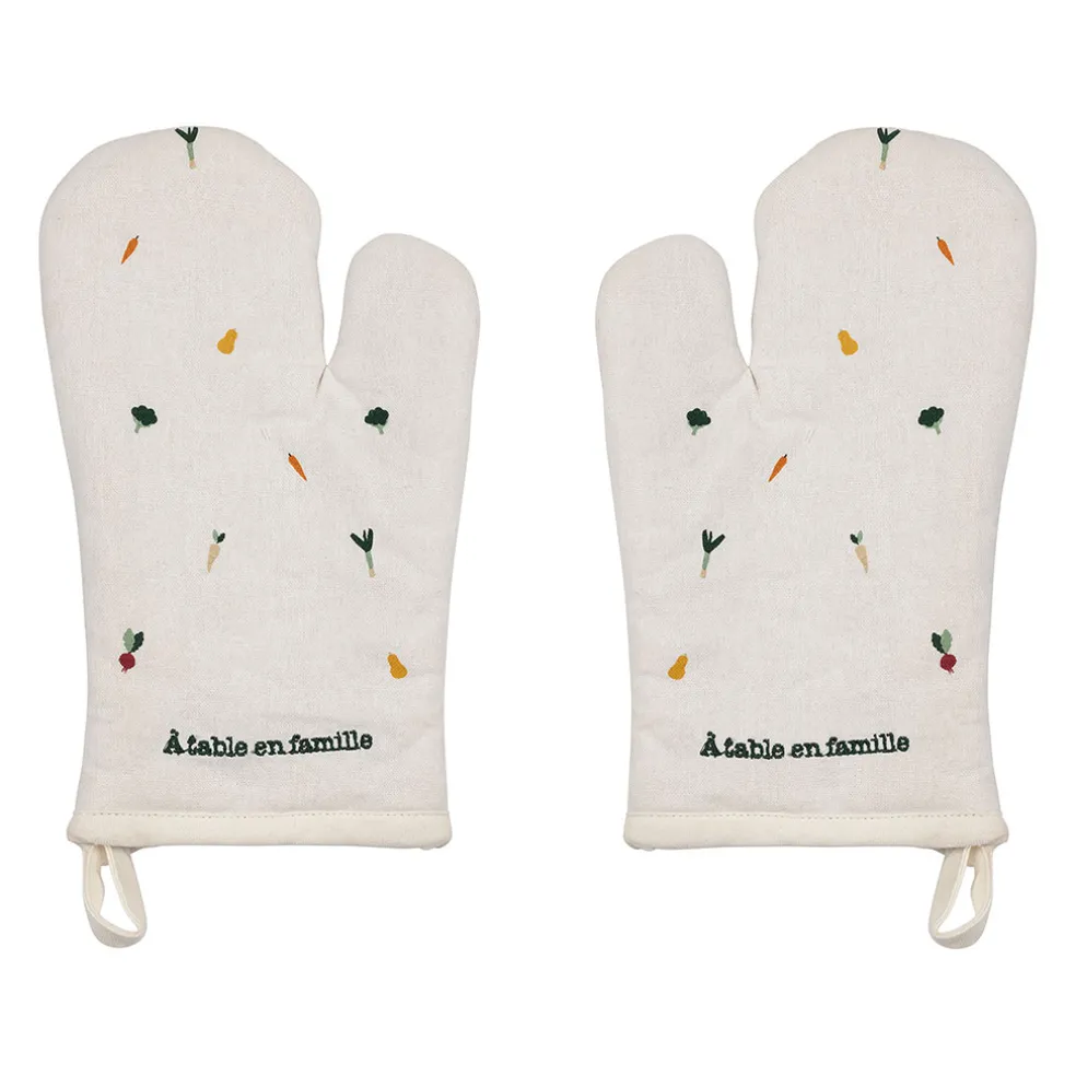 Paire de gants cuisine en coton écru - P'tit Légume