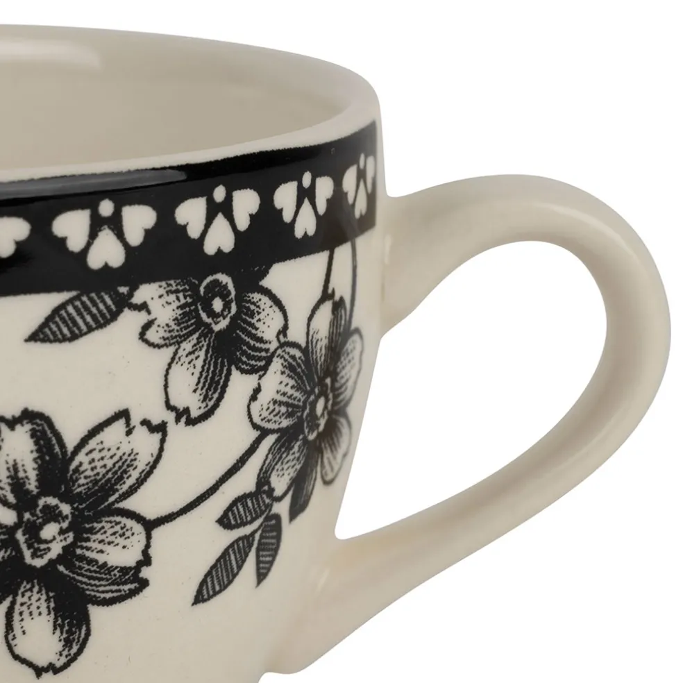 Paire tasse et coupelle café en faïence noir 22cl - Lison