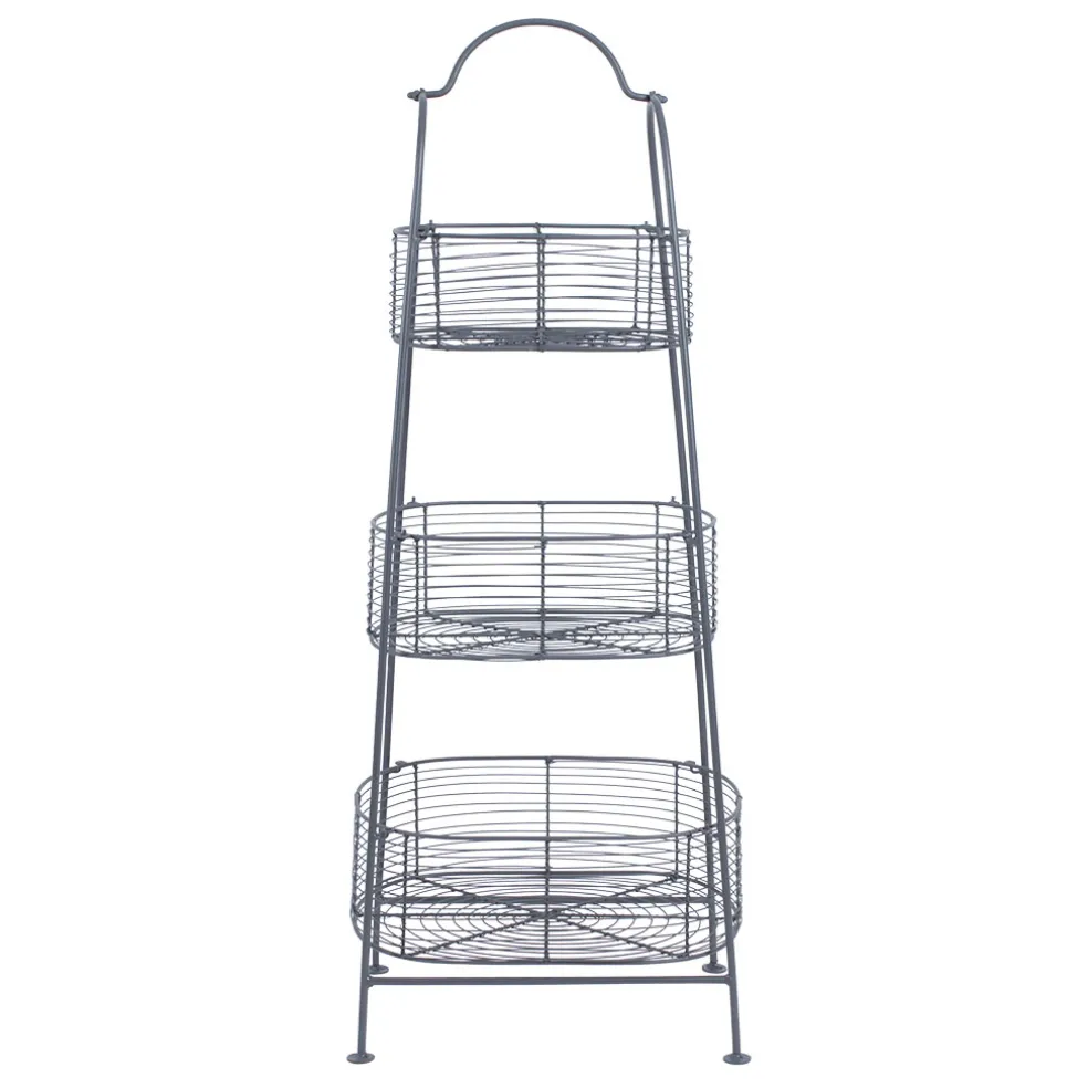 Panier 3 niveaux reserve gris en fer