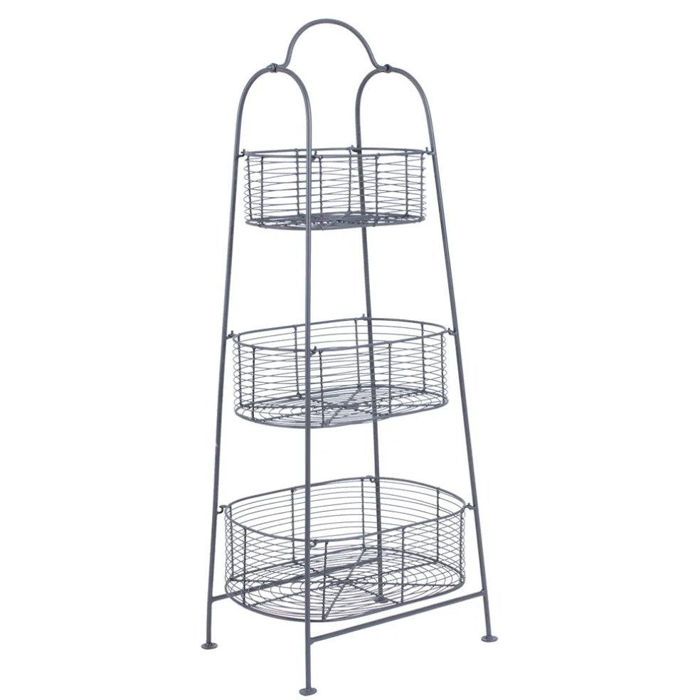 Panier 3 niveaux reserve gris en fer