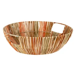 Panier en raphia et rotin multicolore d37cm - Seguia