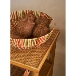 Panier en raphia et rotin multicolore d37cm - Seguia