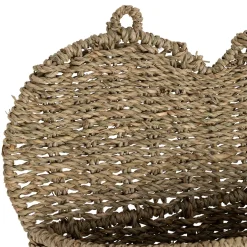 Panier mural cœur en jonc de mer naturel 33x32cm - Chaumière