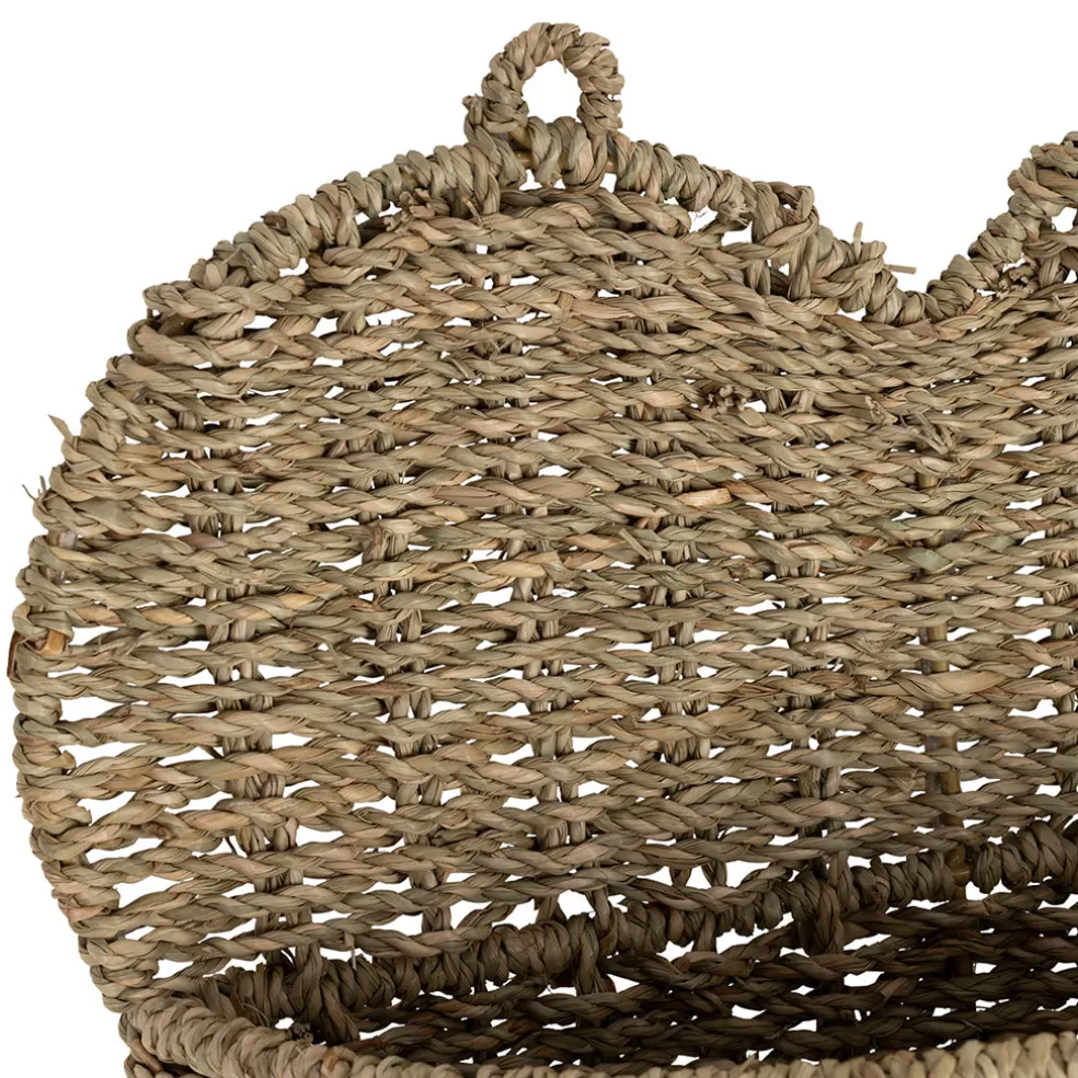 Panier mural cœur en jonc de mer naturel 33x32cm - Chaumière