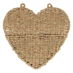 Panier mural cœur en jonc de mer naturel 33x32cm - Chaumière