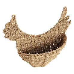 Panier mural poule en jonc de mer naturel 42x38cm - Chaumière