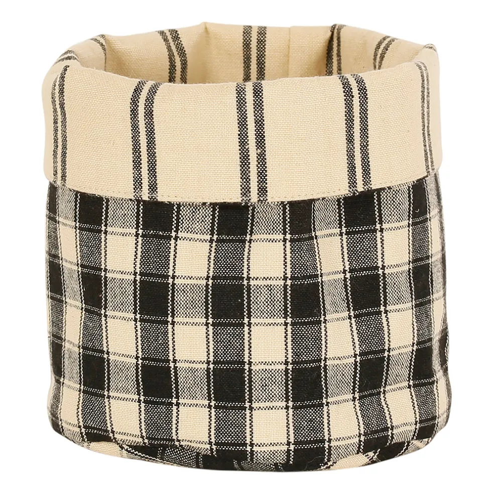 Panière à pain en coton à carreaux noir - Campagne