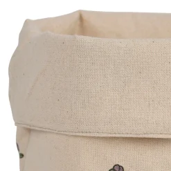 Panière à pain en coton naturel et vert d15cm - Juline