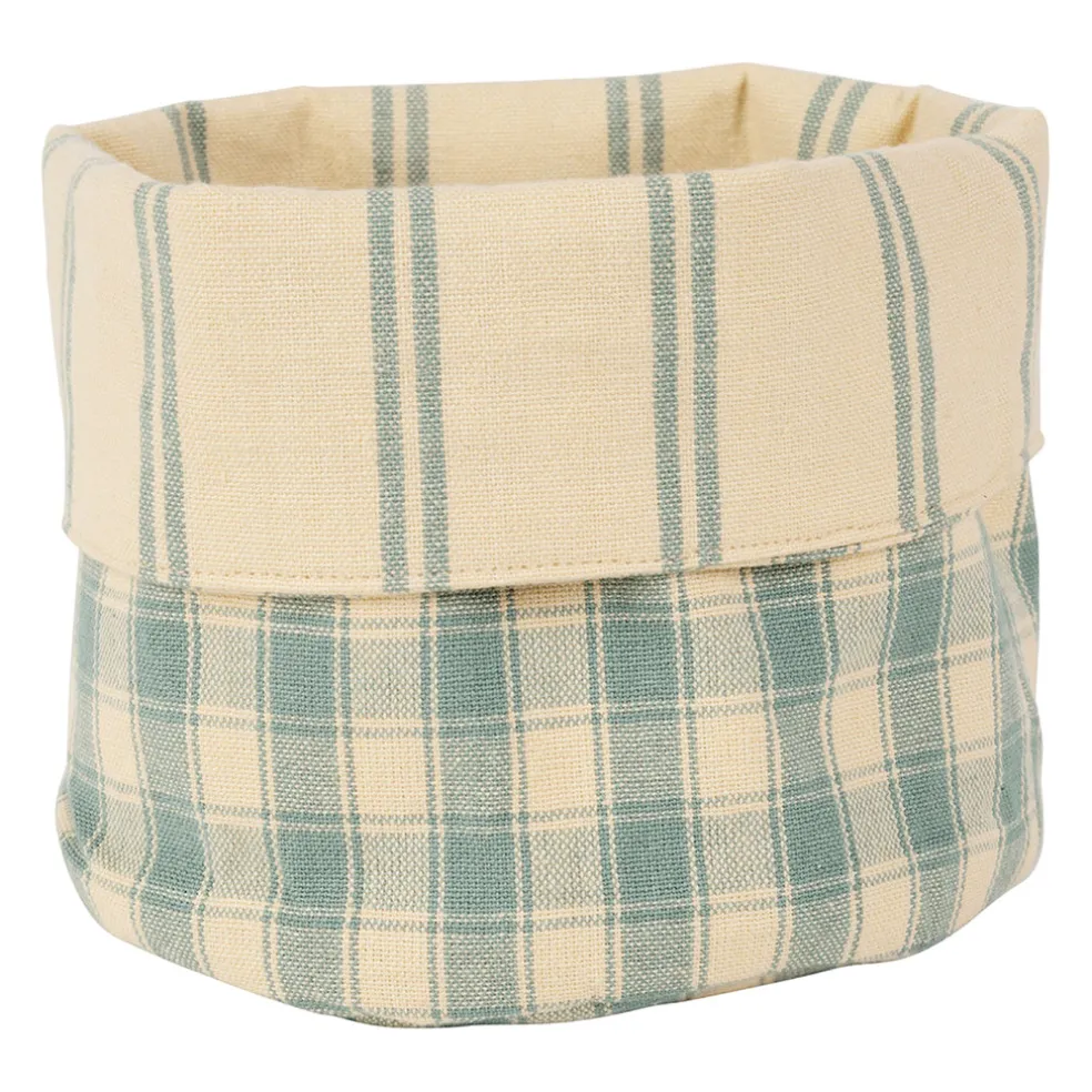 Panière à pain en coton vichy sauge d15cm - Campagne