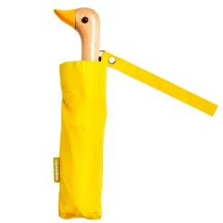 Parapluie compact manche tête de canard jaune