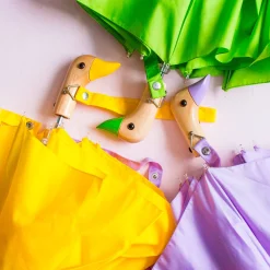 Parapluie compact manche tête de canard jaune