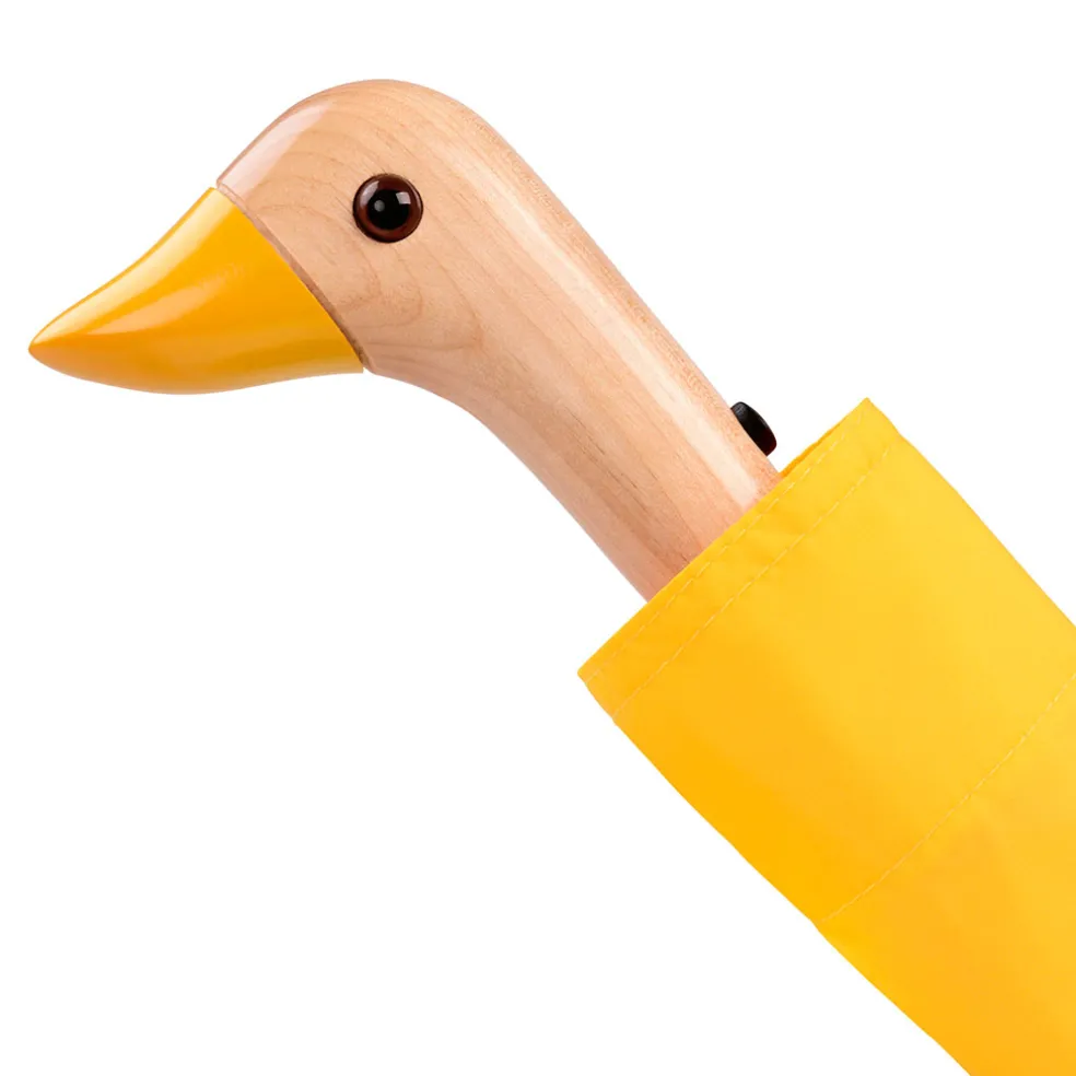 Parapluie compact manche tête de canard jaune