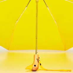 Parapluie compact manche tête de canard jaune