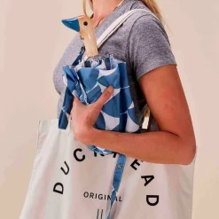 Parapluie compact manche tête de canard denim moon