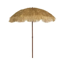 Parasol en paille inclinable avec manche en métal 210cm