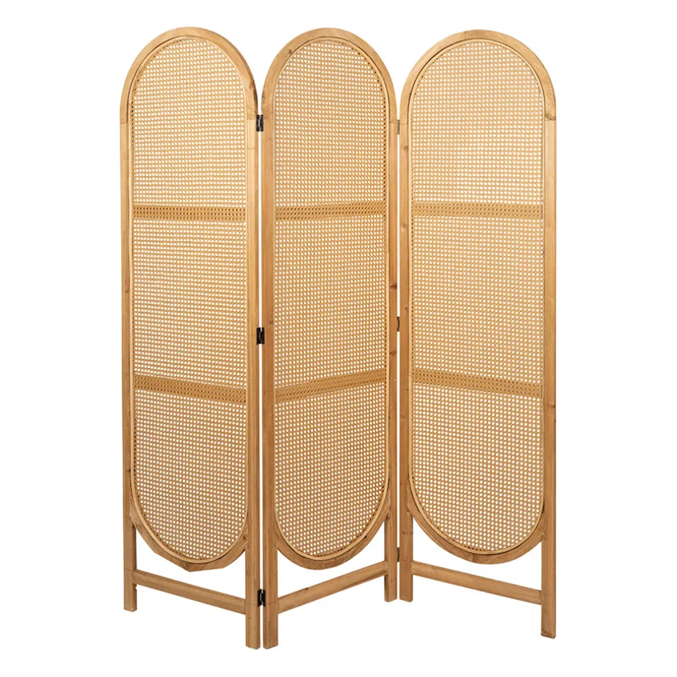 Paravent en sapin et rotin naturel 150xh180cm - Balamea