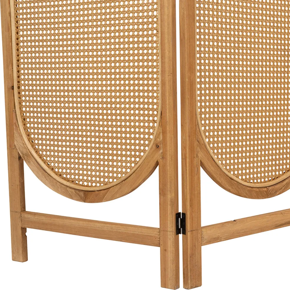 Paravent en sapin et rotin naturel 150xh180cm - Balamea