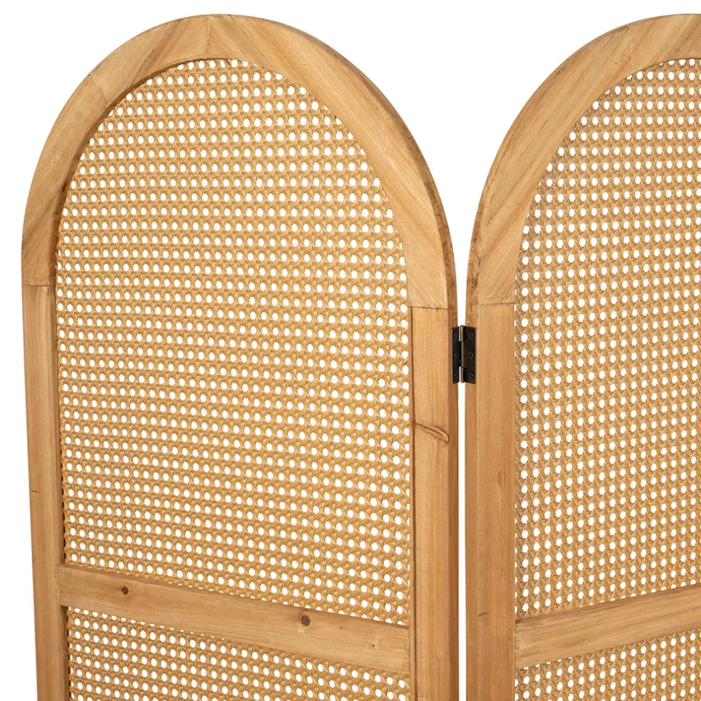 Paravent en sapin et rotin naturel 150xh180cm - Balamea