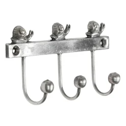 Patere 3 crochets escargot argenté 10x6x2cm laiton