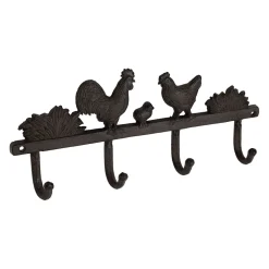 Patère 4 crochets en fonte brun - Basse-Cour