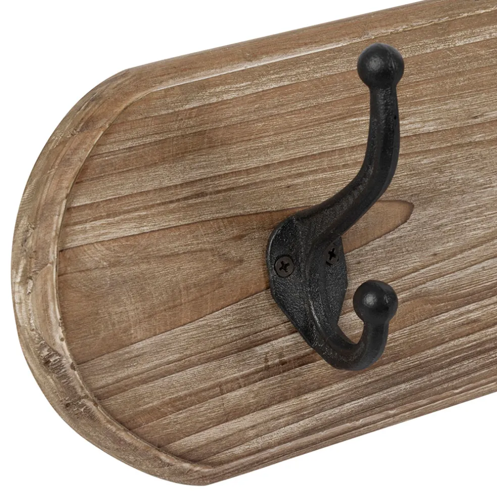 Patère 5 crochets en sapin et métal naturel L85cm - Trappeur