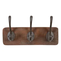 Patère 3 crochets en shorea et ferrier brun - Campagne